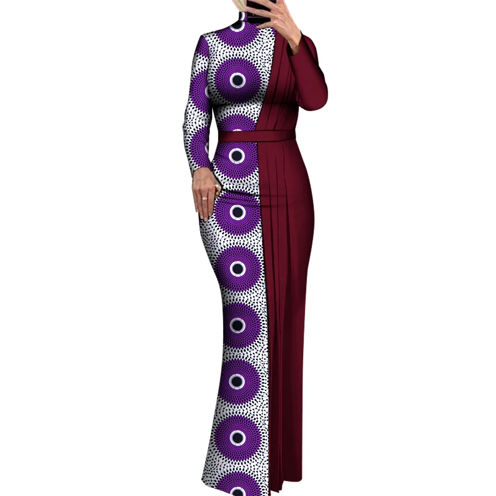 Dashiki Dress Elegant Women African Print Dress for Wedding Party Vestidos Ankara Style Long Bodycon Evening Dress WY8916