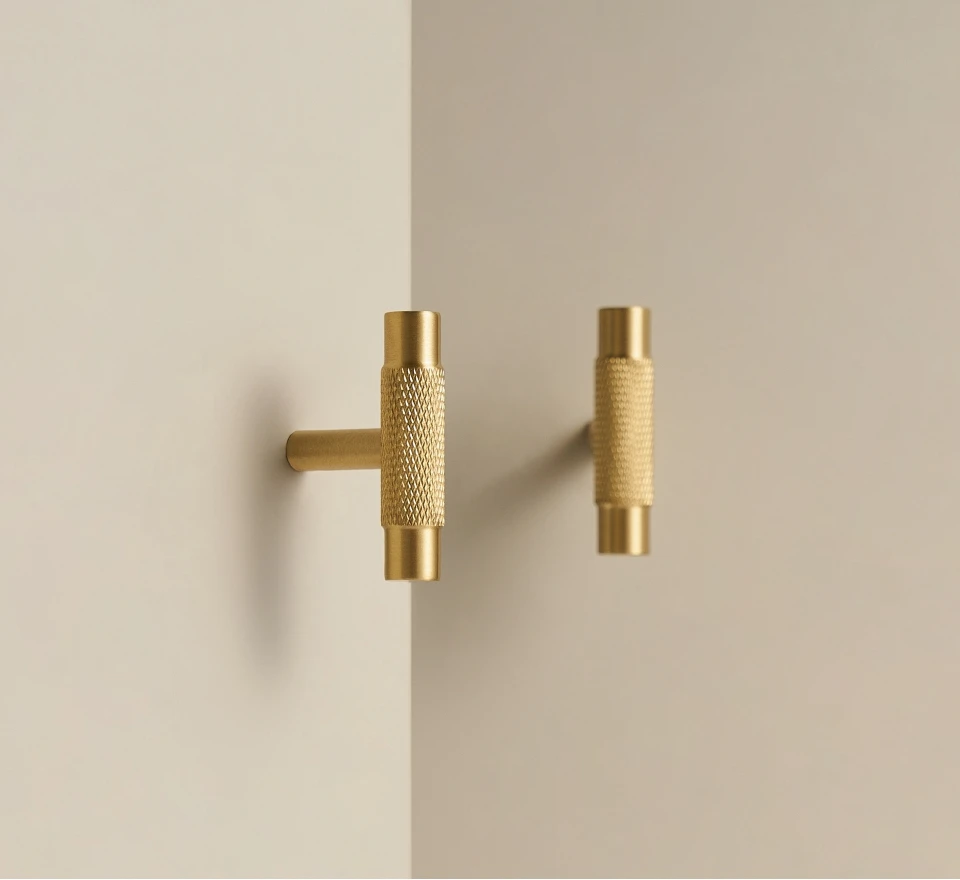 Nurlin Solid Brass Nickel Brushed Silver Knurled Classic Luxury kitchen Knobs Furniture Door Handle Available In Multiple Sizes