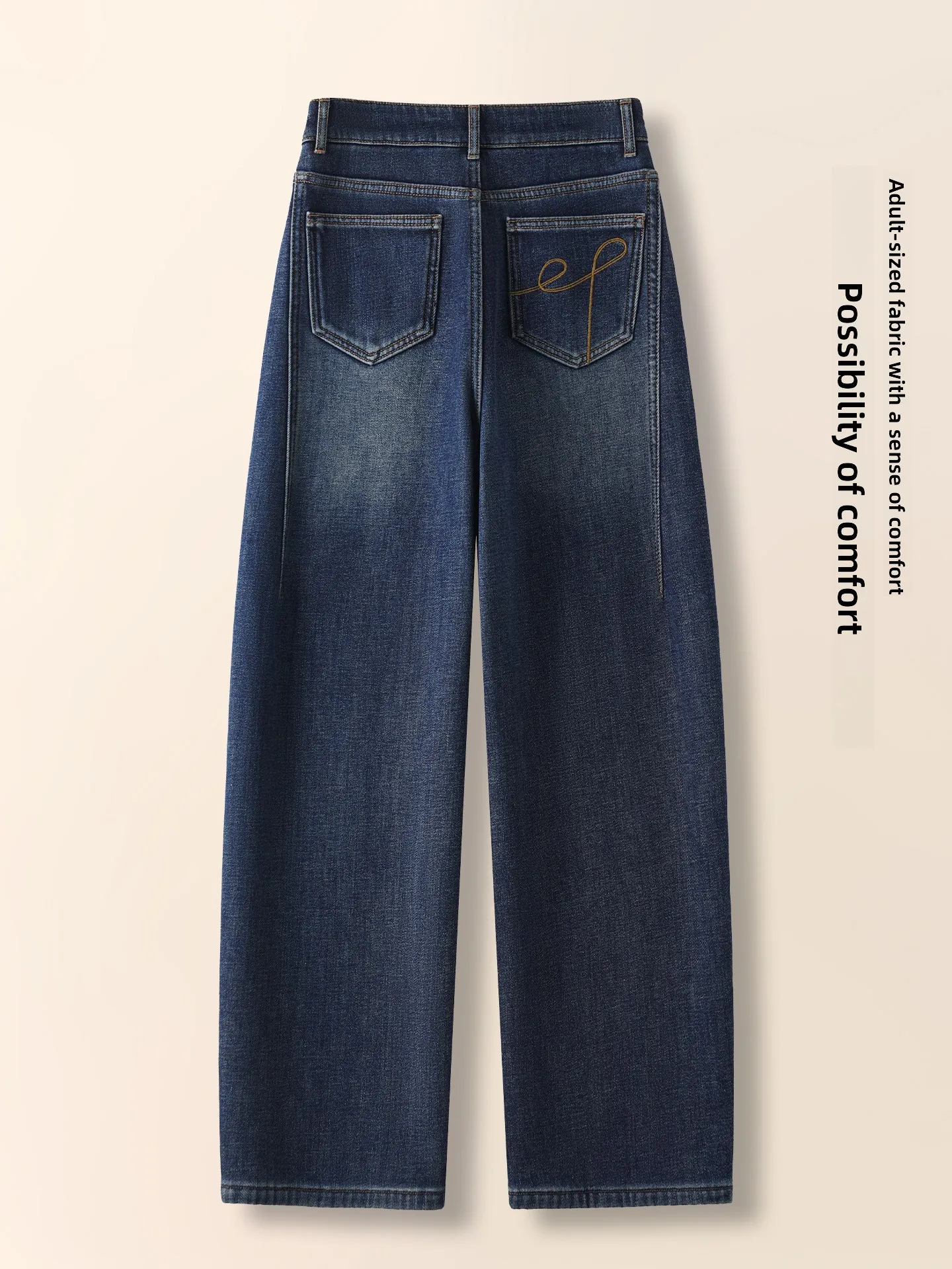 

Retro Embroidered Knife High Waist Fleece Lined Wide Leg Jeans Slimming Nine Patchwork Trousers Casual Cotton Polyester ...