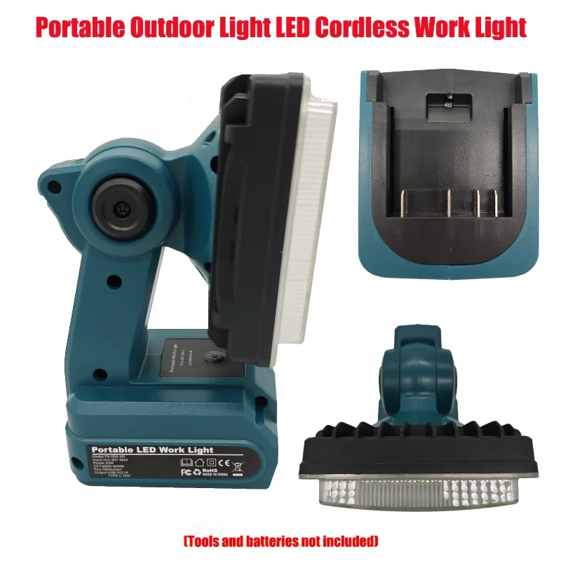 Portable Outdoor Light LED Cordless Work Light for Bosch 18V Li-ion Battery for Work Site and Emergency Use with USB Interface