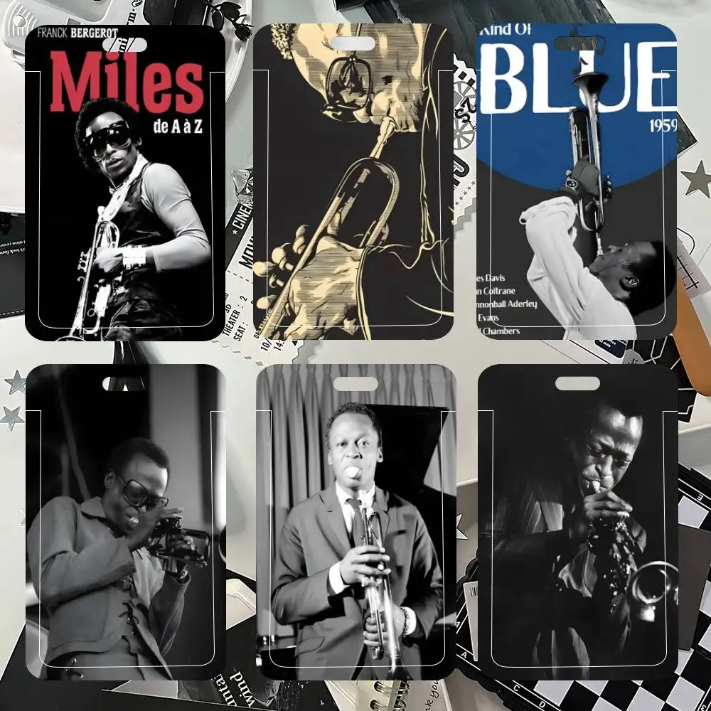 

1PC Jazz Musician Miles Davis ID Card Holder Neck Strap Pendant Door Badge Holder Lanyards Keychain Work Credential Case Gift