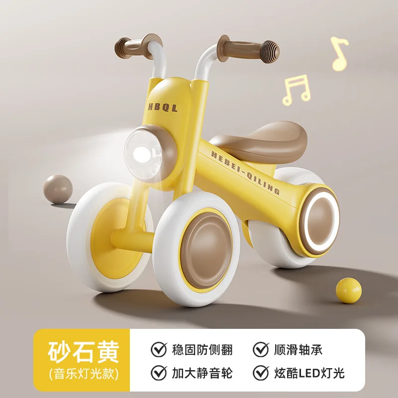 Kids Balance Bike No Pedal Toddler Walker With Led Front Lights Music Silent Anti Rollover Wheels For 1 To 3 Years Old Baby image 3