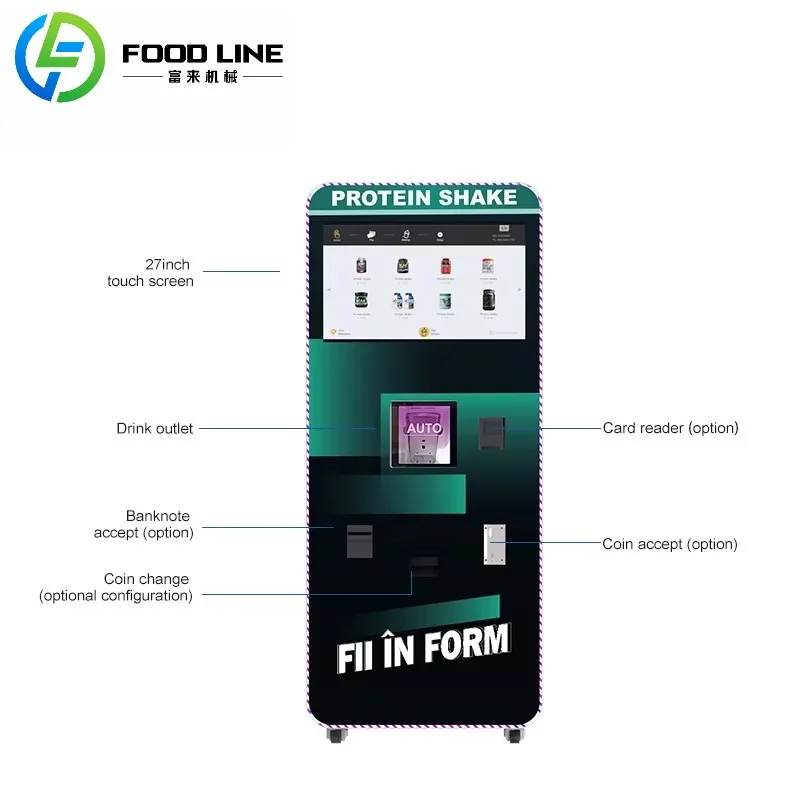 Automatischer 14-Unzen-Pappbecher, Protein-Shake-Verkaufsautomat, Top-Produktkategorie mit 8 Geschmacksrichtungen für öffentliche Bereiche, China-Herstellung