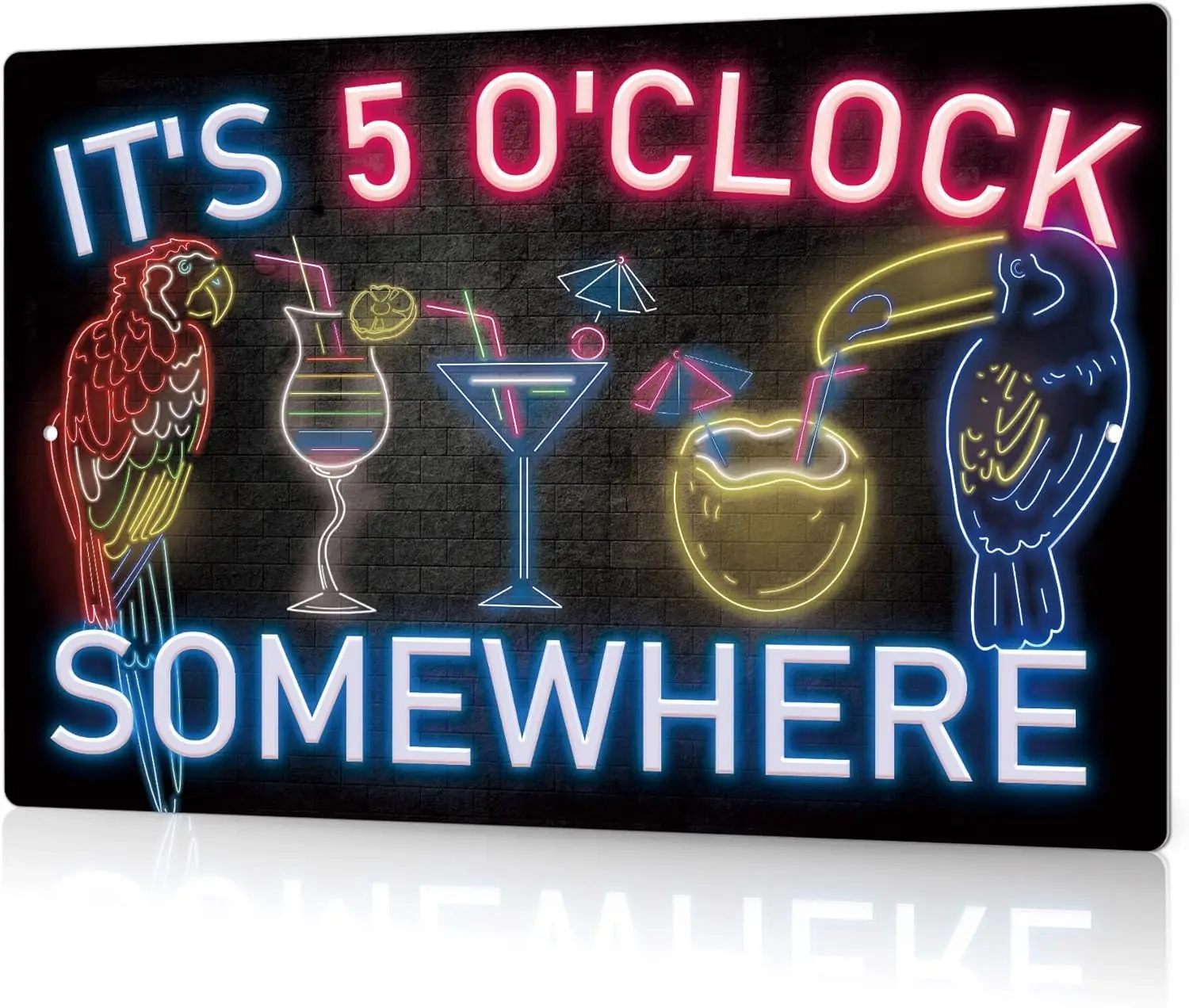 Putuo Decor Its 5 O;clock Somewhere Metal Tin Sign Drinking Neon Home Bar Beer Vintage Signs for Bedroom Garage Pub Cl
