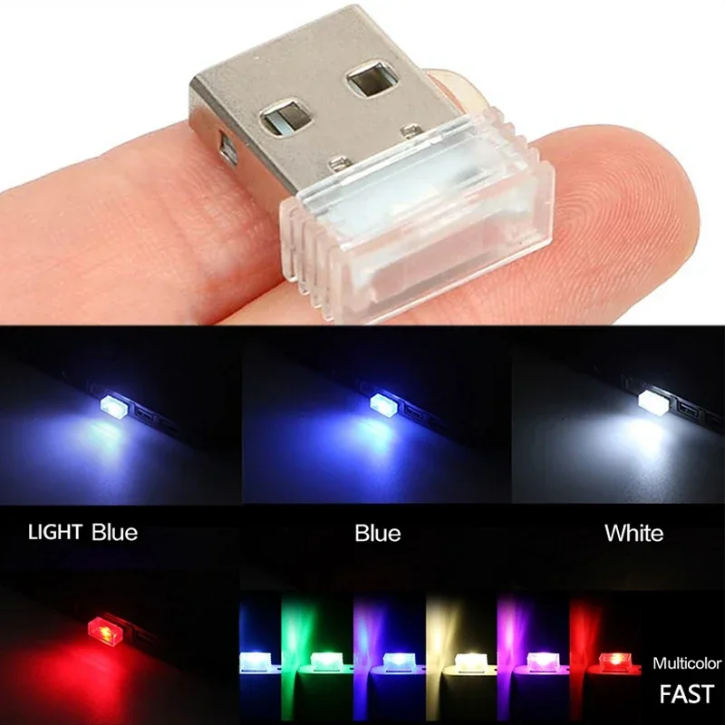 

1pc Auto Colorful Decorative Lamp Car Accessory Car Light Auto Interior Atmosphere Light Mini USB LED Emergency Lighting