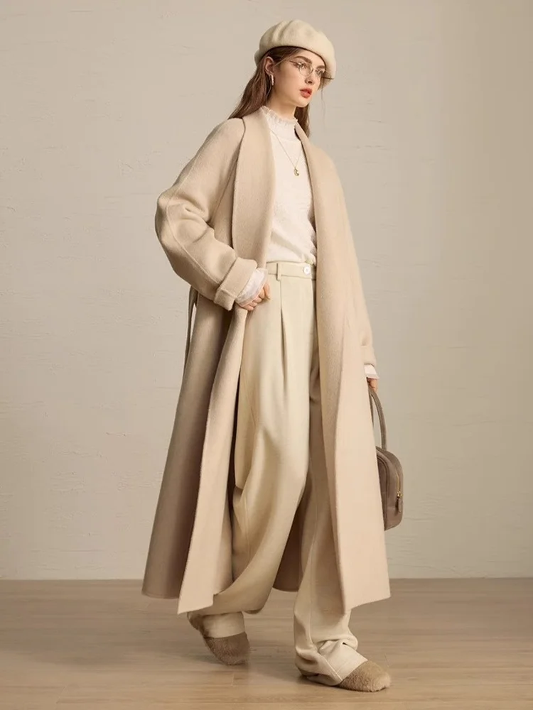 เสื้อสเวตเตอร์ไหมพรมถักลายลูกไม้ทรงยาวสำหรับฤดูใบไม้ร่วง ทรงเข้ารูป ใส่เป็นเสื้อตัวในได้ แฟชั่นทันสมัย ช่วยลดเลือนริ้วรอย ลายบทกวีศิลปะ ผ้าลินิน