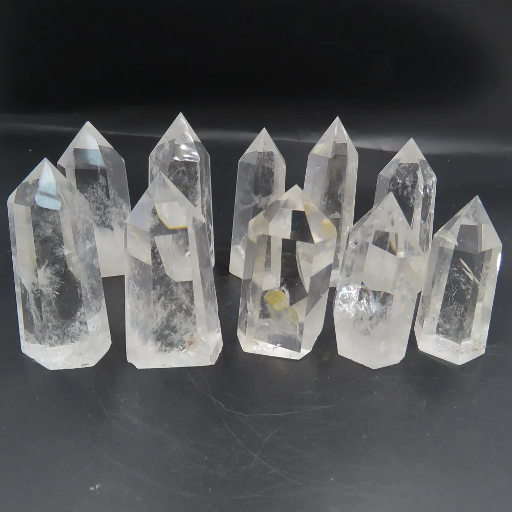 

445g 10pcs AAA New 100% Natural Rock Clear Quartz Crystal Point Wand Single Terminated Fengshui Stone Reiki Healing Home Decor