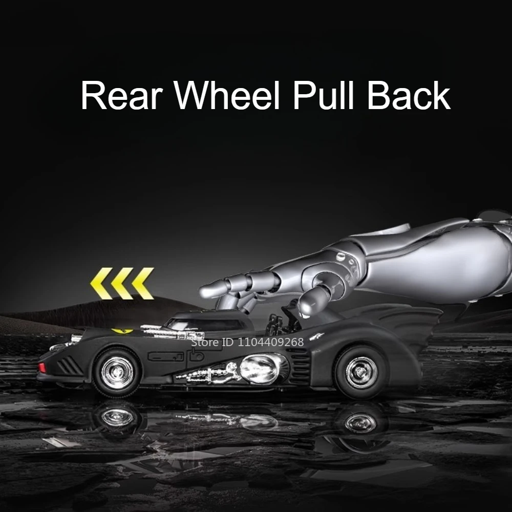1:38 Scale Batmobile Toy Car Model Alloy Diecast Pull Back Sound Light Classic Movie Vehicles Models Hobby Ornaments Gifts