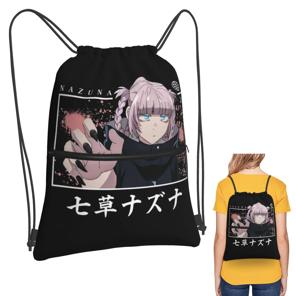 

Call Of The Night Anime Nazuna Nanakusa Backpacks Multi-function Drawstring Bags Sports Bag Book Bags for Travel Students