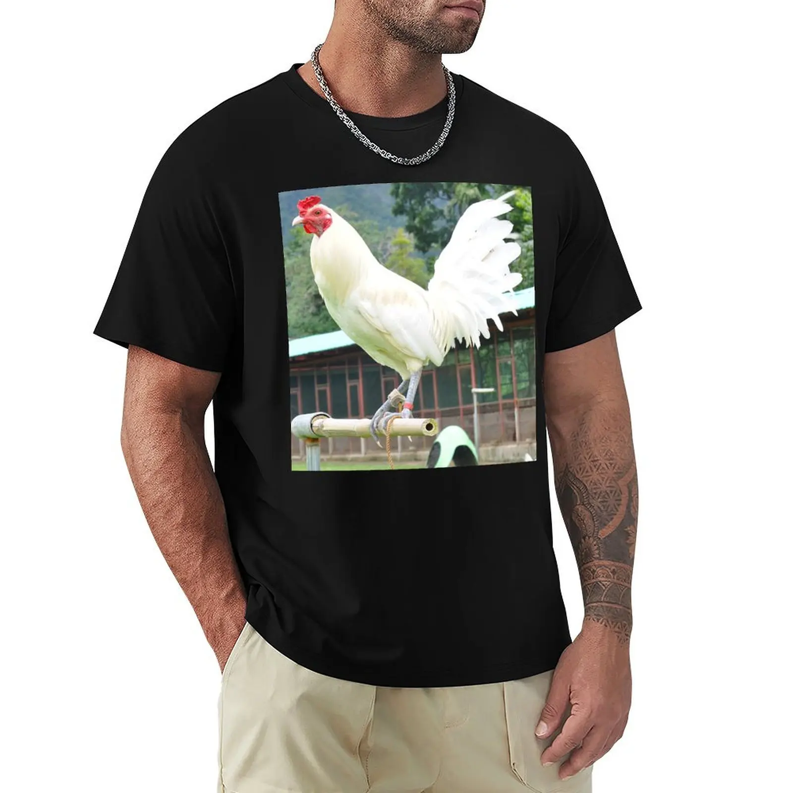 White Hatch Rooster T-Shirt animal prinfor boys hippie clothes tee shirts for men