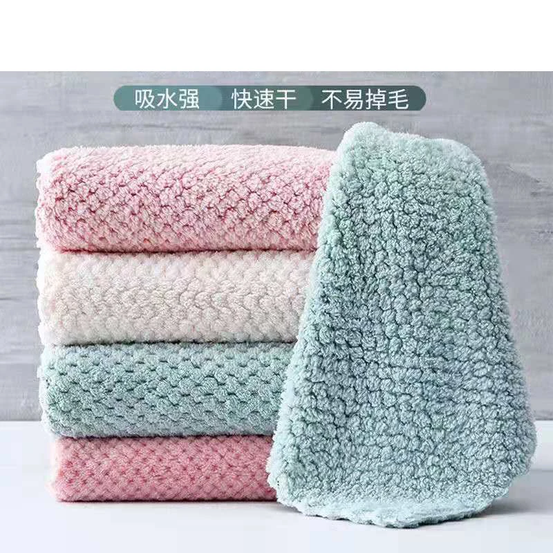 2/4/8pcs Soft Microfiber Kitchen Towels Absorbent Dish Cloth Anti-grease Wipping Rags Non-stick Oil Household Cleaning Towel