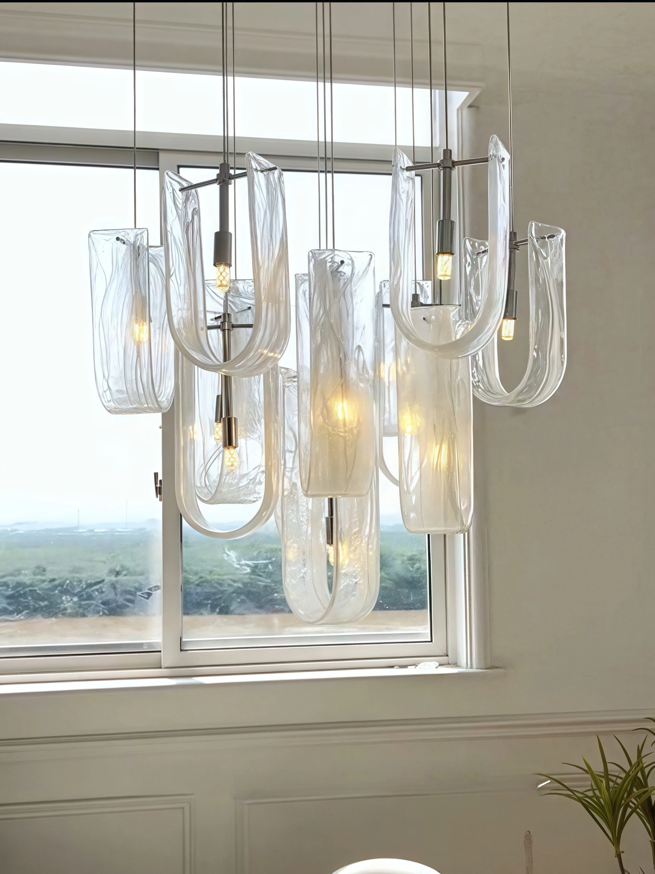 

YEBMLP Cloud Glass Hanging Light Indoor Art Decor Chandelier Living Dining Room Pendant Light Bedroom Kitchen Island lights New