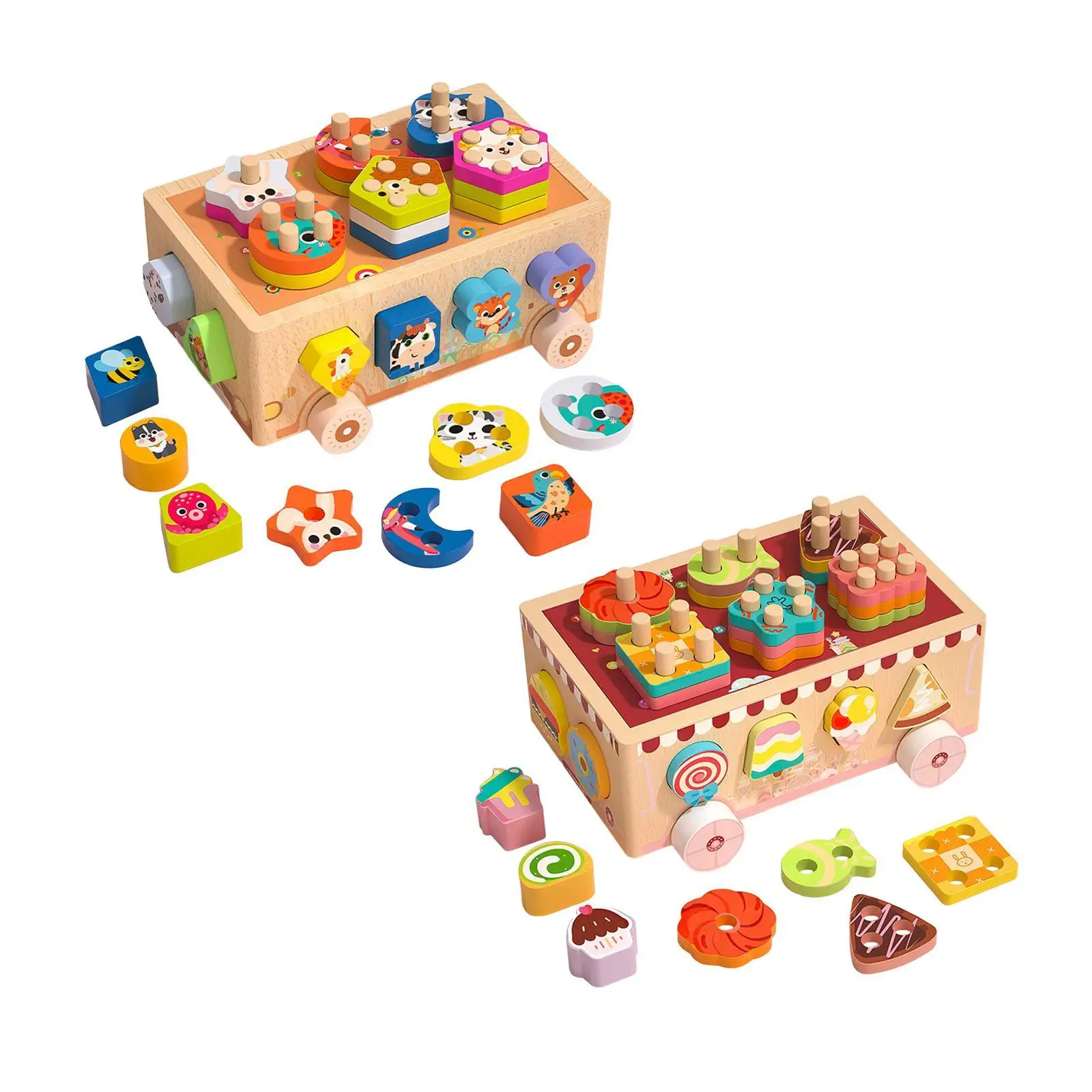 Shape Sorter Toys Montessori Toys Colorful Hands on Abilities Wooden Stacking