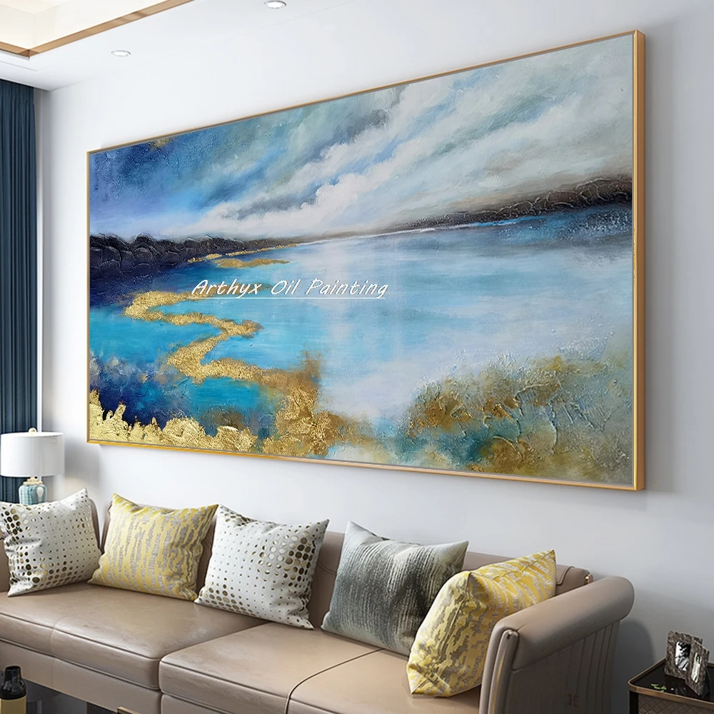 

Arthyx большая ручная роспись абстрактный морской пейзаж картина маслом на холсте в скандинавском стиле настенная картина для комнаты современный домашний декор