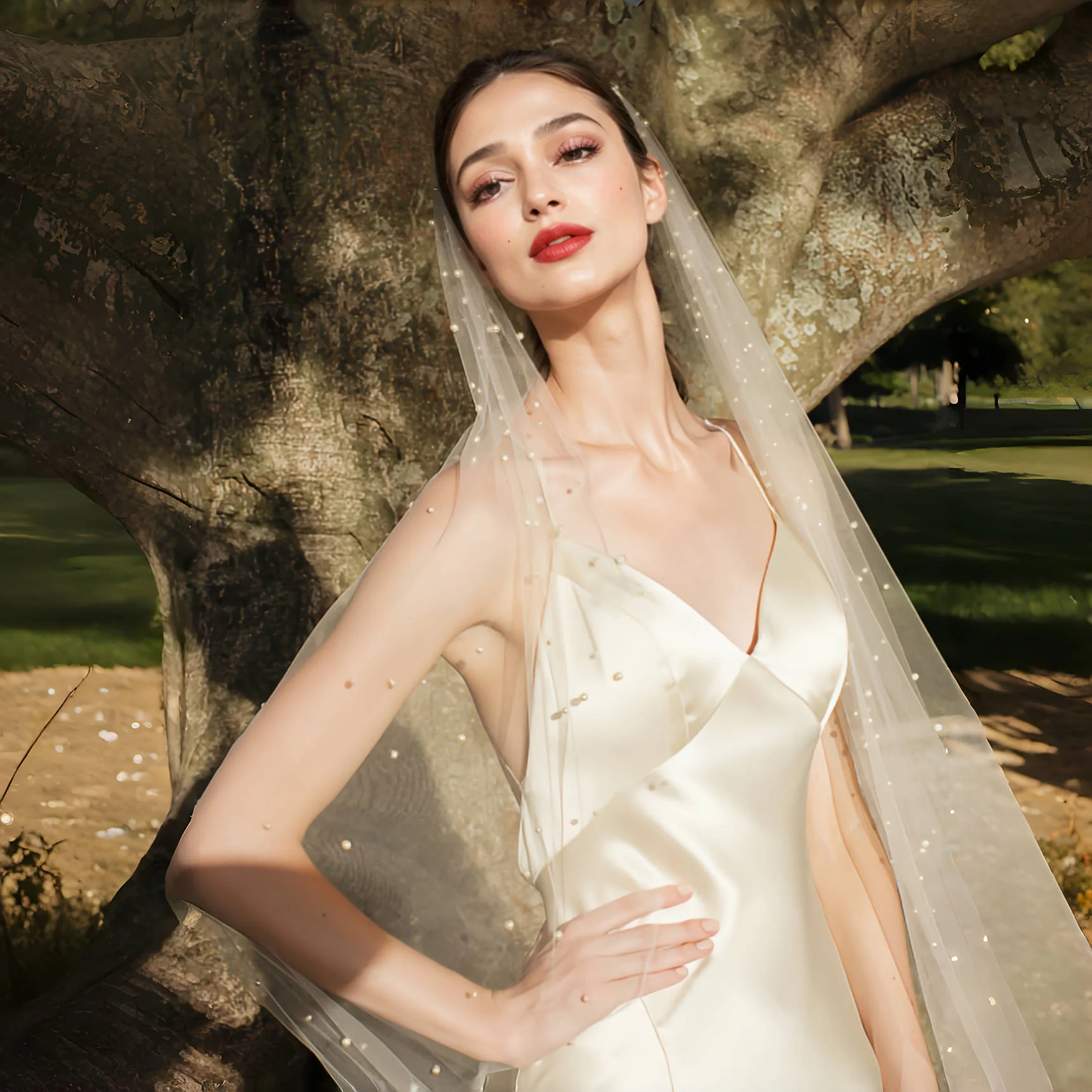 Bridal Pearls Veils com pente, frisada Véu do casamento, Eblow Comprimento, 1 Camada, Raw Edge, Beleza Vestidos de Noiva Acessórios, V05