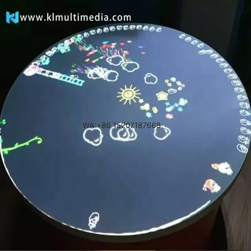 Wmwmnu 3D Interactive Game Table With Round for Kids Gesture Video Projection Gaming All-In-One Digital in