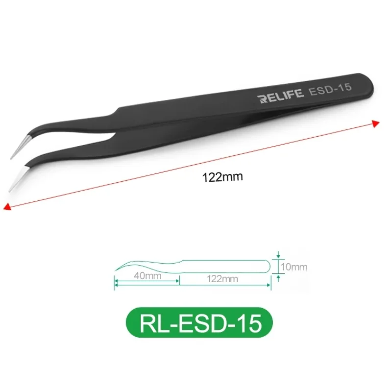 SUNSHINE TS-11 ESD Anti-static Stainless Steel Tweezers Iphone Maintenance Industrial Precision Curved Straight Tweezers