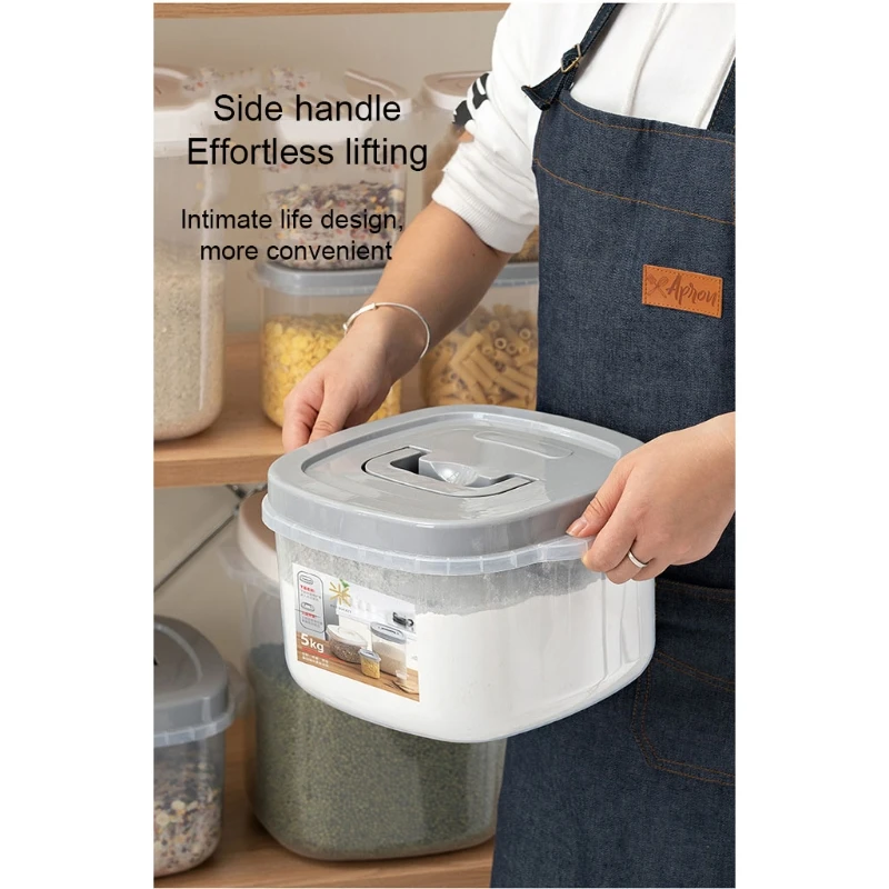 Contenedor granos estilo Simple, lata almacenamiento alimentos para cocina transparente, suministro para dormitorio