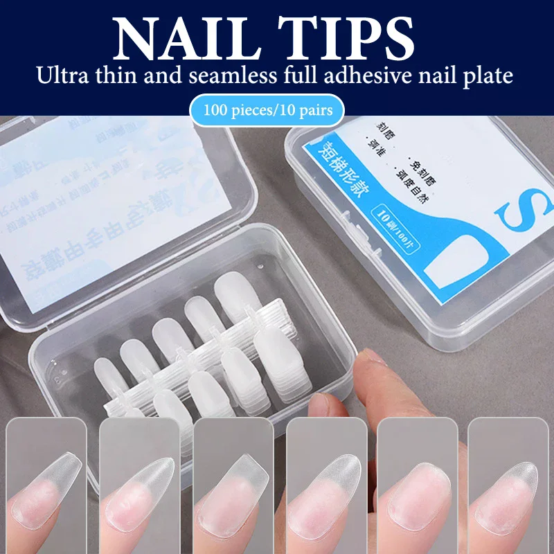 100 pz/scatola punte per unghie finte design medio finitura opaca unghie finte strumento per manicure estensione stampa sulle unghie punte delle unghie