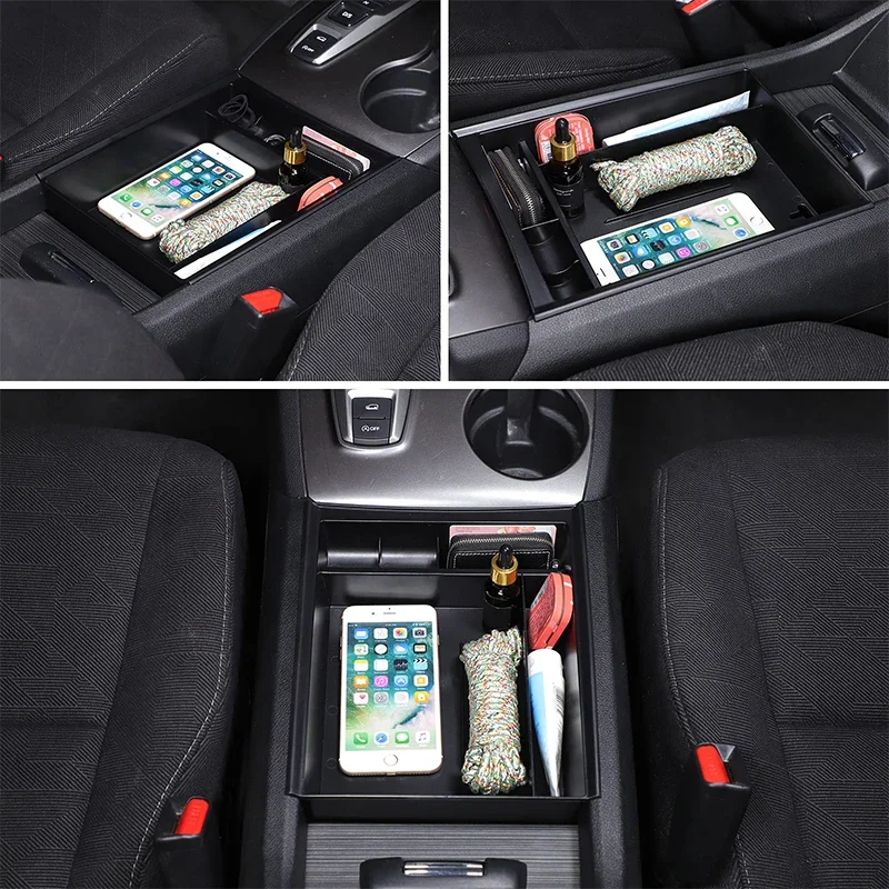 For Honda Pilot 2015-2022 ABS Car Armrest Box Storage Box Mobile Phone Tray Key Box Interior Storage Accessories