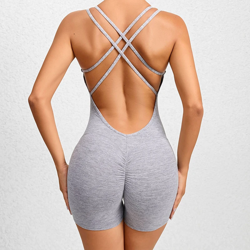 Hearuisavy One Piece Sports Set Women Short Gym Set Training Sexy Rompers Sleeveless Workout Jumpsuit Female Gym Bodysuits Women