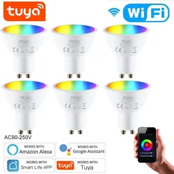 1-10PCS GU10 Tuya WIFI Smart LED lampadine RGB C + W lampada dimmerabile bianca Smart Life APP Control lampadina funziona con Alexa Google Home