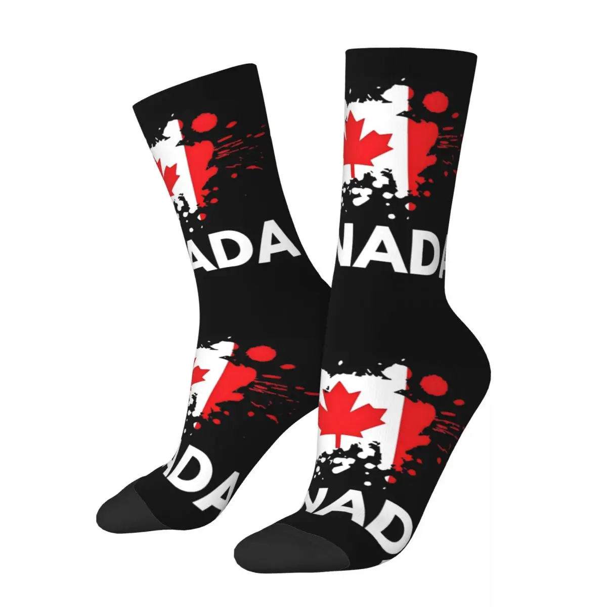 Canada Flag Stockings Men's Canadian Flag Splat Socks Breathable Gothic Socks Winter Outdoor Anti Sweat Design Socks Gift Idea