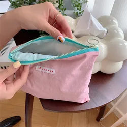 Contrasting Colors Cosmetic Bag Macaron Color Large Capacity Zipper Travel Organizer Korean Style INS Women Toiletry Bag Girls