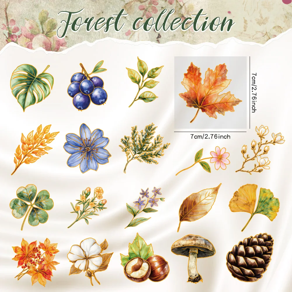 100 sheets Vintage Leaf Plant Rose PET Scrapbooking Sticker Pack Waterproof Decorative Material Aesthetic Sticker For DIY Craft