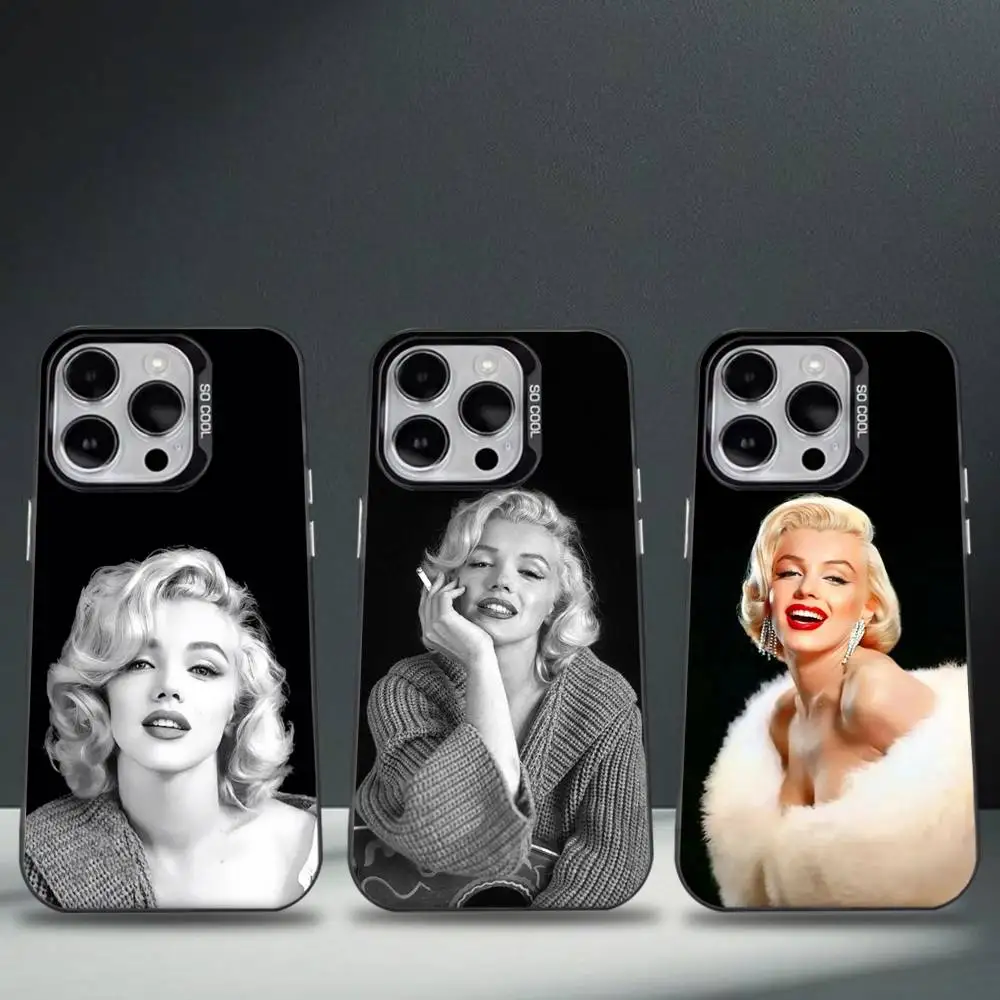 Чехол для телефона 80-х годов M-Marilyn M-Monroe iPhone 16 15 14 13 12 11 8 7 Pro Max Plus Mini XS SE Anti Fall Black Matte
