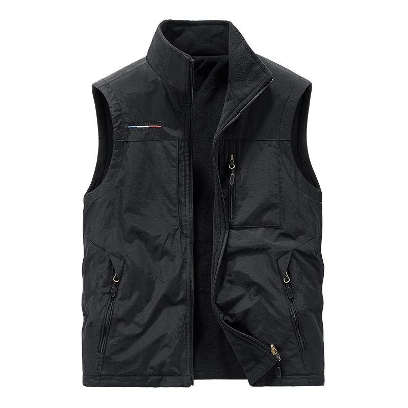 

Autumn and winter plus velvet stand collar multi bag workwear outdoor fishing sleeveless vest men's plus size camisole jacket