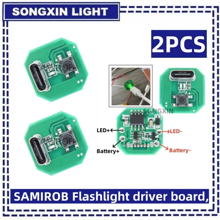 2/5/10/100PCS SAMIROB Flashlight driver board, DIY circuit board TypeC charging port, integrated charging and discharging module