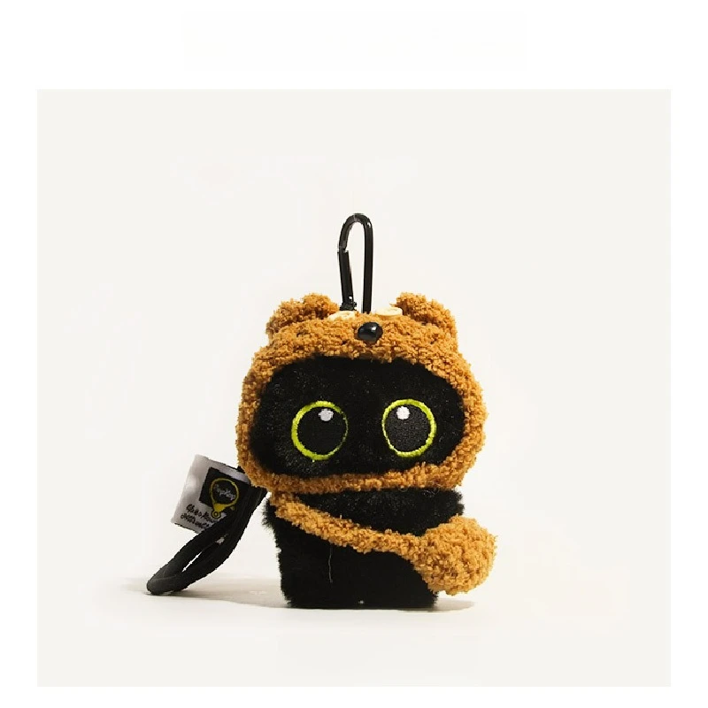 Porte-clés de voiture, décoration suspendue mignonne et exquise, couvre-tête de cochon, grands yeux, chat noir, sac à dos en peluche, nouvelle collection 2025