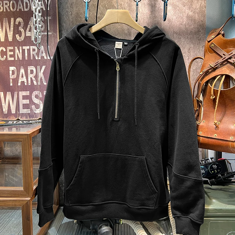 

American Vintage Men's Heavyweight 500gsm 100% Cotton Fleece-Lined Hoodie Fall/Winter New Loose-Fit Casual Pullover Sweatshihrt