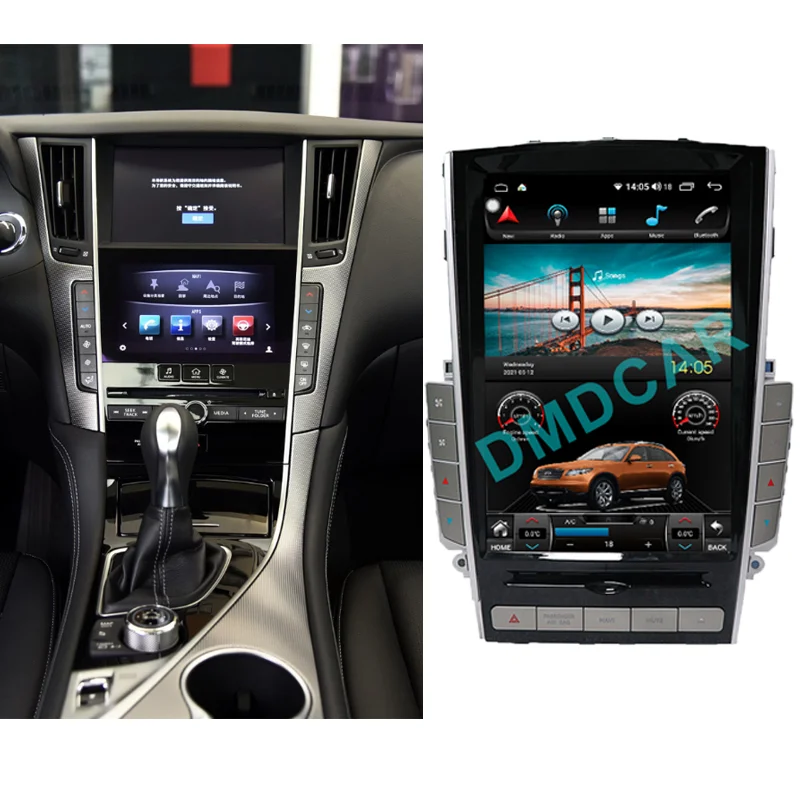 12.1 Inch for Tesla Style Central Touch Large Screen Multimedia Player HD GPS Navigation Stereo Radio for Infiniti Q50/Q60