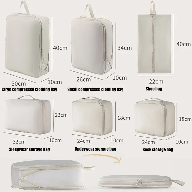 

Set 6 Pcs Compressible Packing Travel Storage Bag Cubes Waterproof Perfect Suitcase Portable with Handbag Luggage Organizer Bags