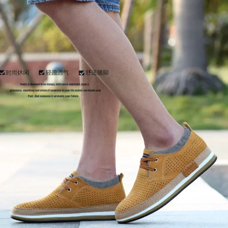 Men Casual Sneakers 2023 New Elevator Shoes Suede Small Size Heightening Shoes For Male Hidden Height Increased 7CM Taller Shoes