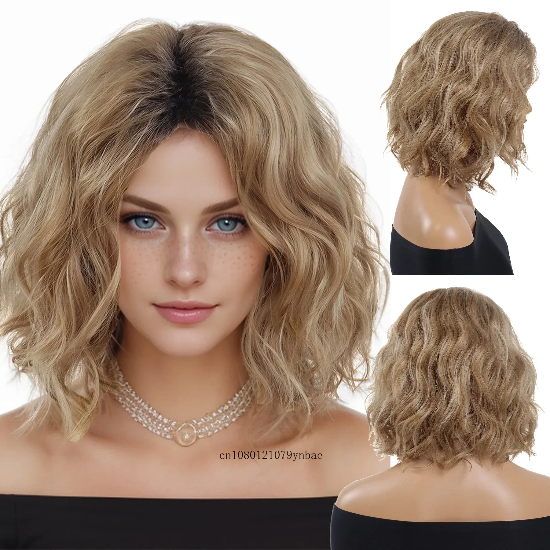 

Синтетический парик короткий волнистый, элегантный, омбре, блонд, для женщин, пышный, глубокая волна, кудрявый, термостойкий, для повседневной носки, вечеринок, костюмов