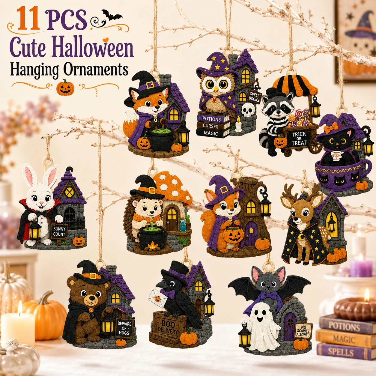Home Decor In - 11 PCS Felt Halloween Decor 2D
