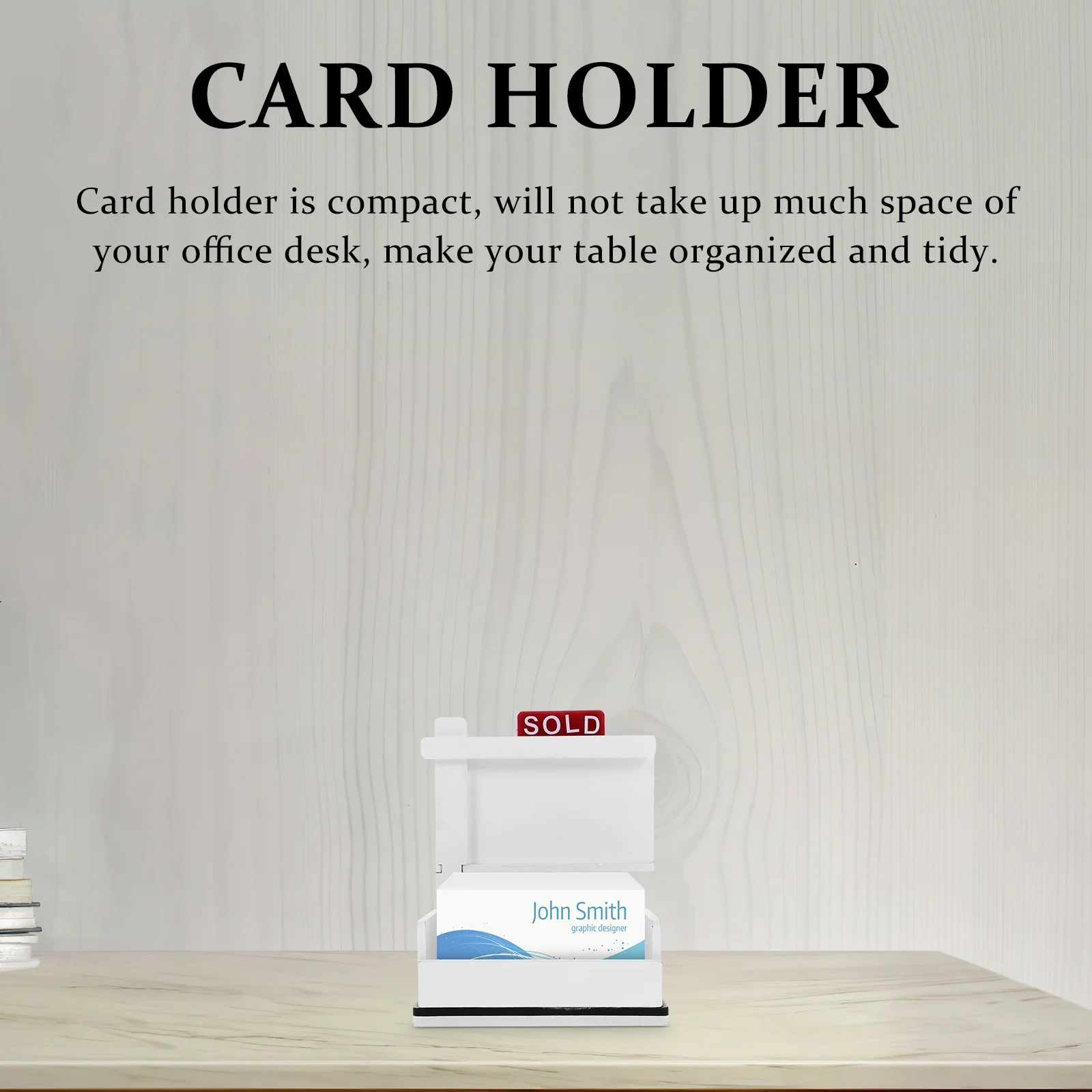 حامل بطاقة العمل عرض سعة كبيرة السلس لامعة منظم سطح المكتب بطاقات خشبية حامل صندوق تخزين بطاقات الاسم