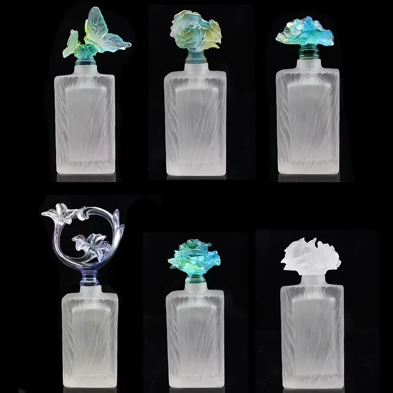 For Factory Sealed Christmas Design Empty Glass Rose Crystal Perfume Bottle Owl Shape Floral Pattern Art Collection