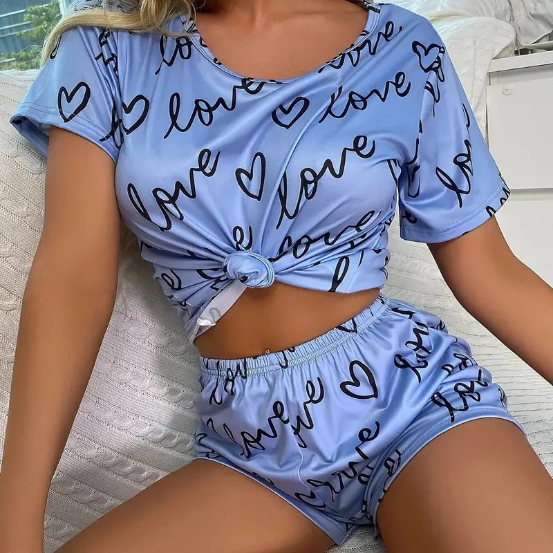 Love Valentine's Day Women's Pjs Pajamas Sets Women's Lovely Home Clothes Spring And Autumn Night Wear Pajamas