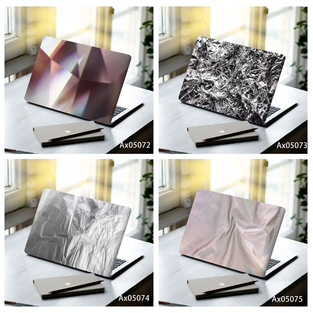 2Pcs Laptop Vinyl Skin Sticker Holographic Shiny Crinkle Foil Pattern Anti‑Scratch Waterproof Notebook Aesthetics Decoration