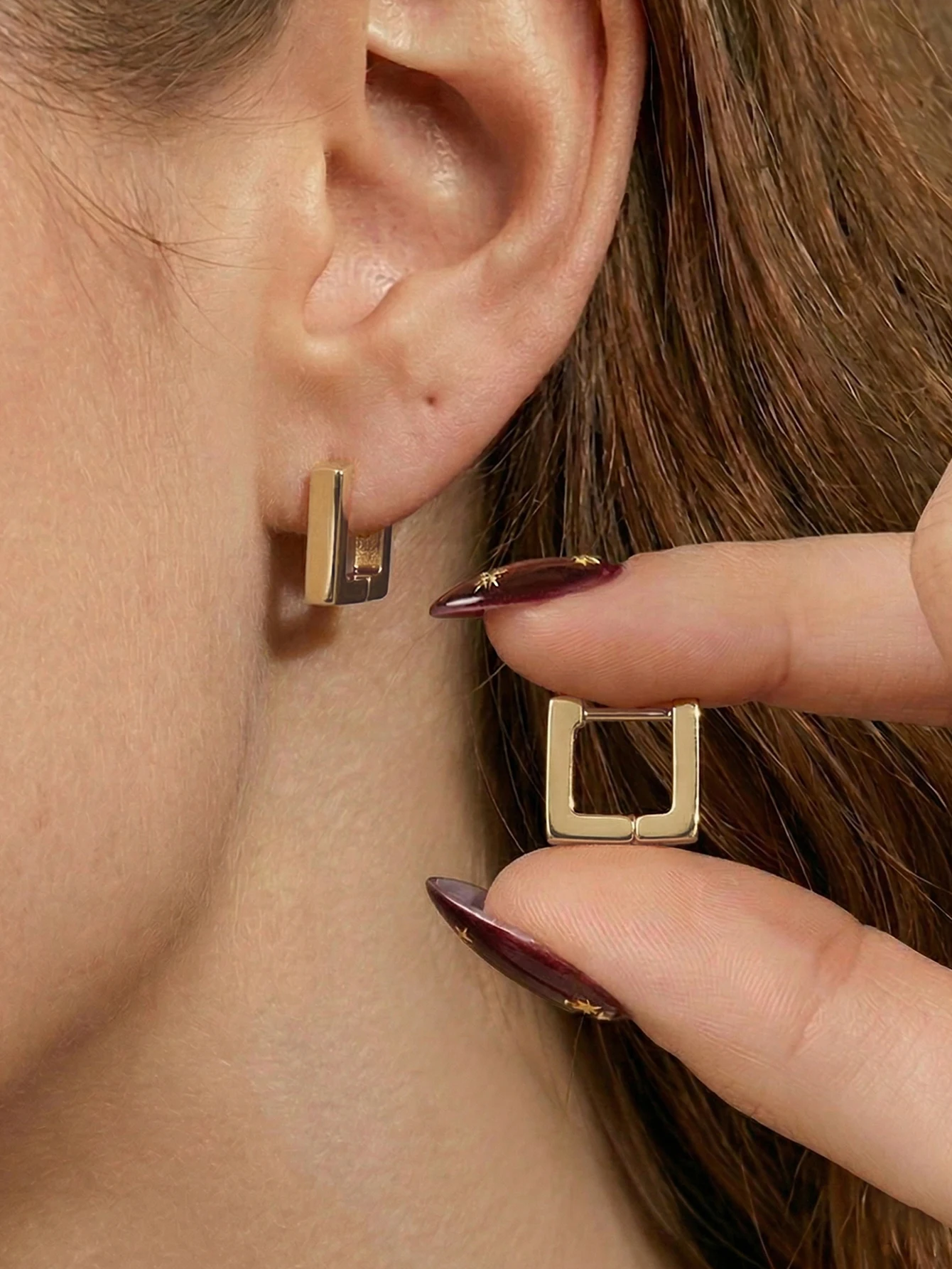 1 Paar Edelstahl Geometrische Quadratische Unisex Punk Rock Ohrringe für Damen und Herren Piercing Push-Back Clip Ohrringe Party Schmuck