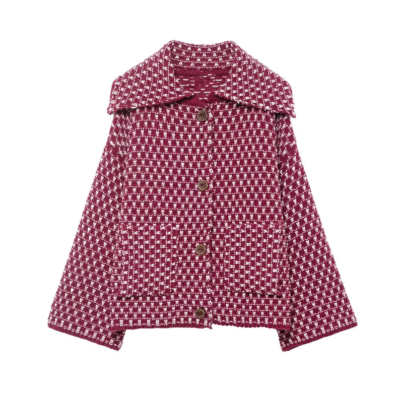 

Dave&Di Nordic Minimalist Jacquard Textured Jacket Winter Women's Sweater Knitwear Woman Clothing Tops S-L