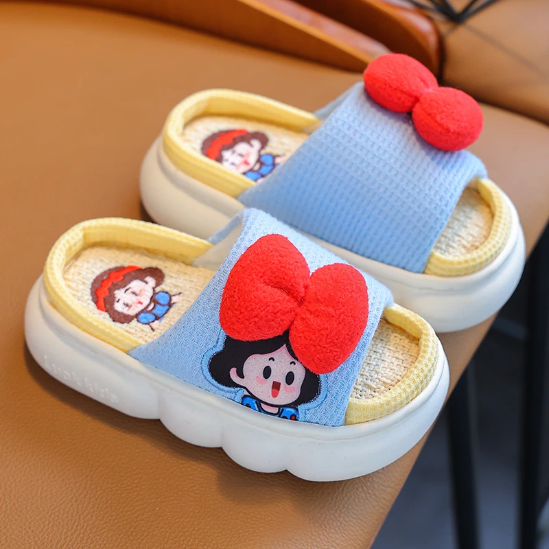 

2023 Thick Sole Summer Kids Childrens Baby Little Cute Girls Princess Toddler Indoor Home Hemp Slippers Beach Sandals Flip Flops