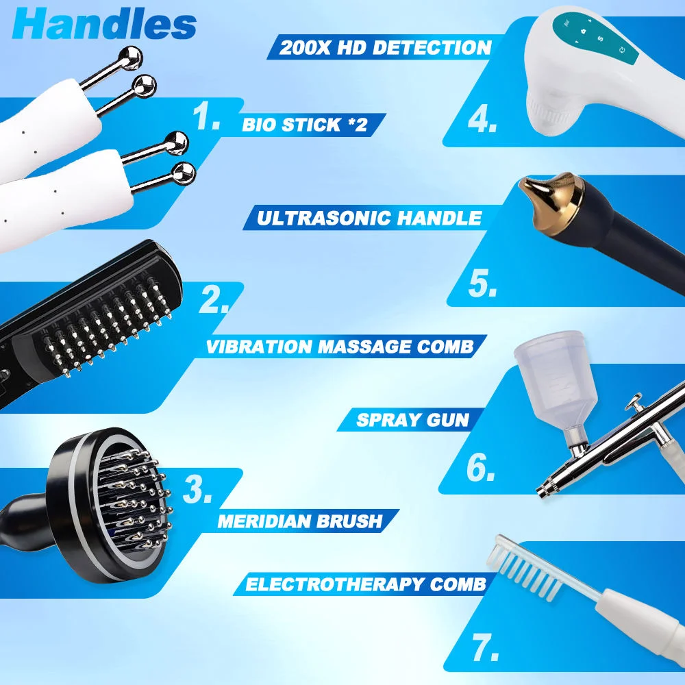 مصنع بيع 7in1 فقدان الشعر بصيلات الماسح الضوئي مدلك HD كاشف تحليل جهاز آلة معالجة تحليل فروة الرأس مع الشاشة