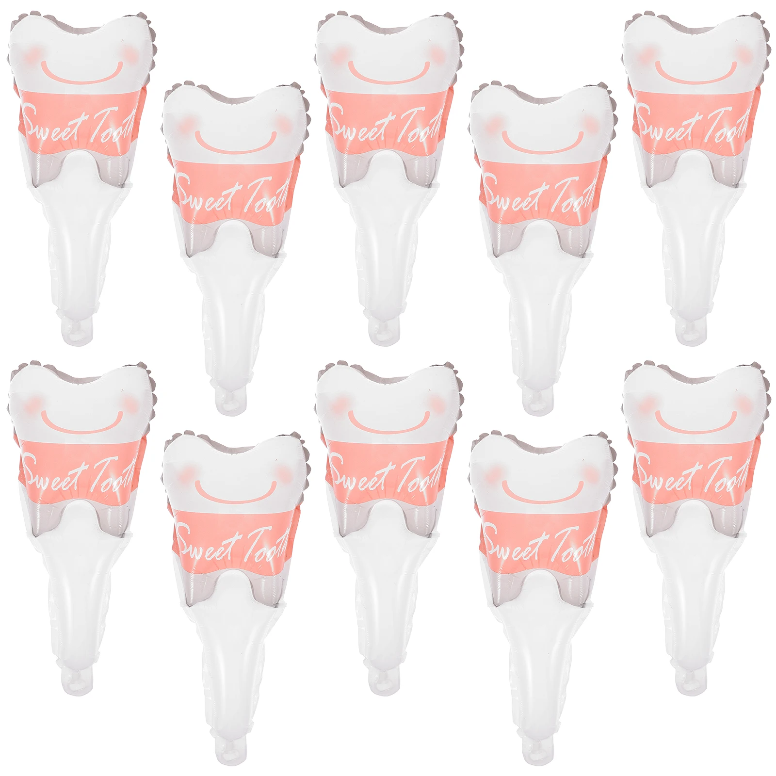 

10 Pcs Tooth Shaped Balloons Colorful Decorative Party Supplies Birthday Christmas Celebrations Inflatable Balloon Sticks