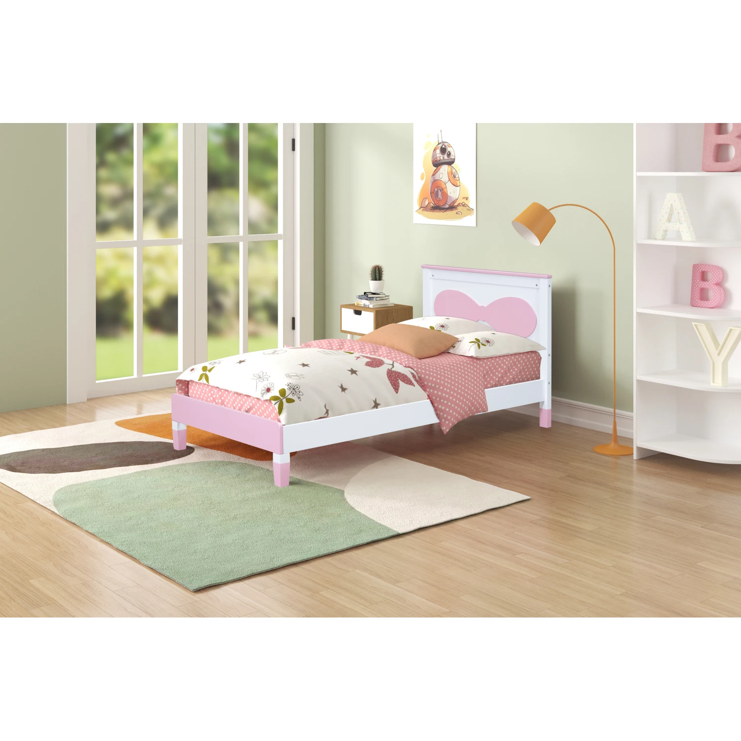 Twin size Wooden Bow Bed