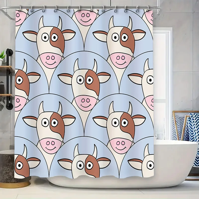 

Polyester Cartoon Cow Shower Curtain for Bathroom Decor Blue Color, 72x72 Inches, Cute Home Decor Item (Model Number: TC458)